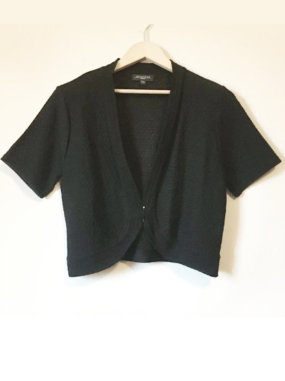 Notations Black Pointelle Knit Bolero Shrug PXL Whimsigoth